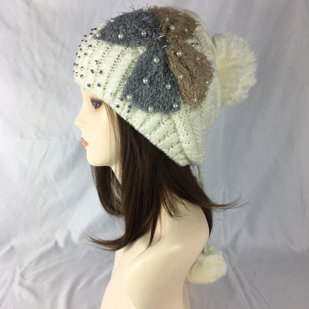 Kawaii Japanese Cable Knit Cream Beanie Hat